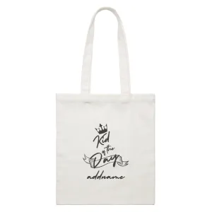 Birthday Typography Kid Of The Day Addname White Canvas Bag