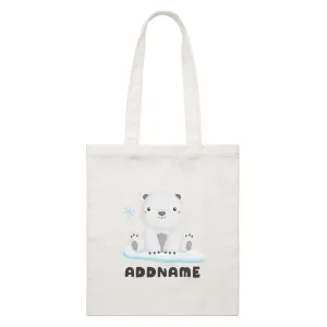 Birthday Winter Animals Polar Bear Addname White Canvas Bag