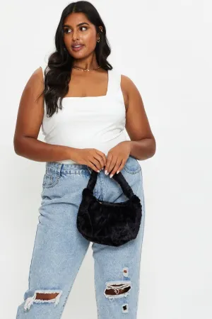 Black Plus Fur Hobo Shoulder Bag