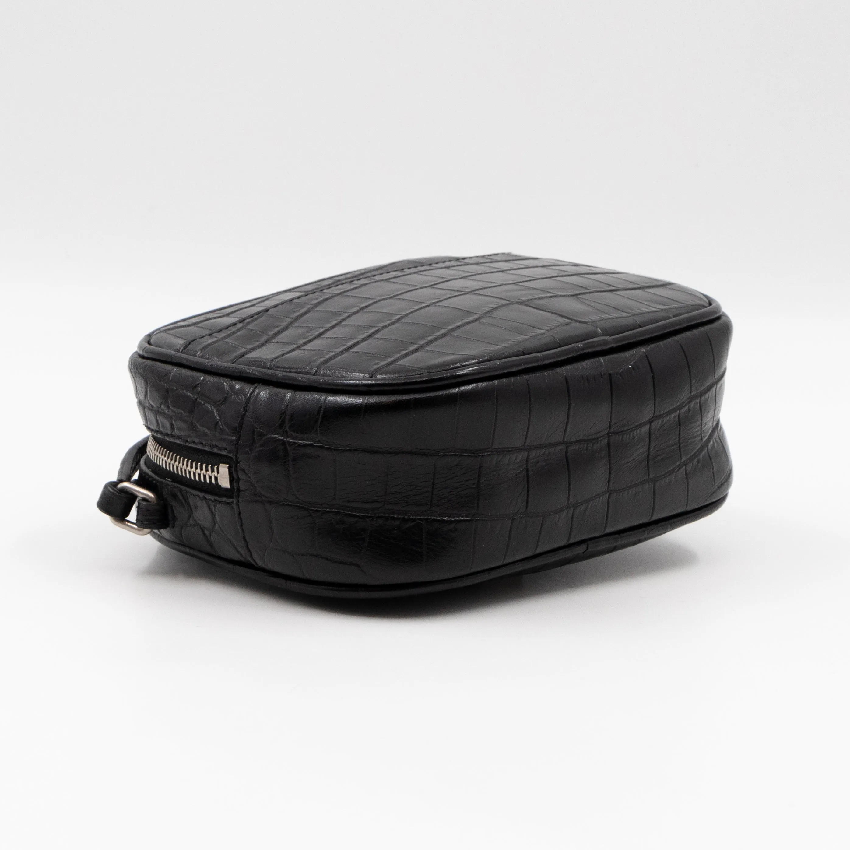Blogger Bag Croc Embossed Black Leather