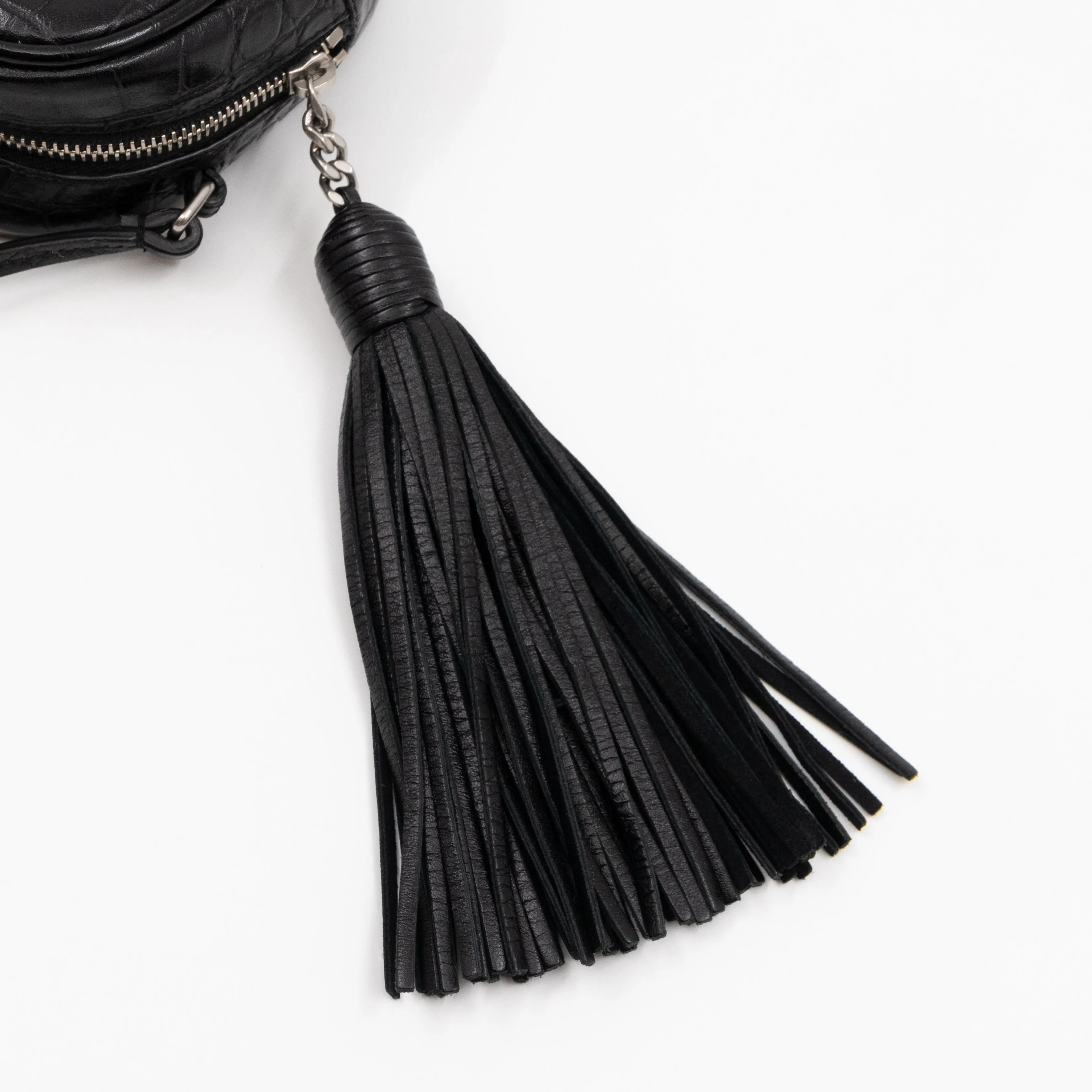 Blogger Bag Croc Embossed Black Leather