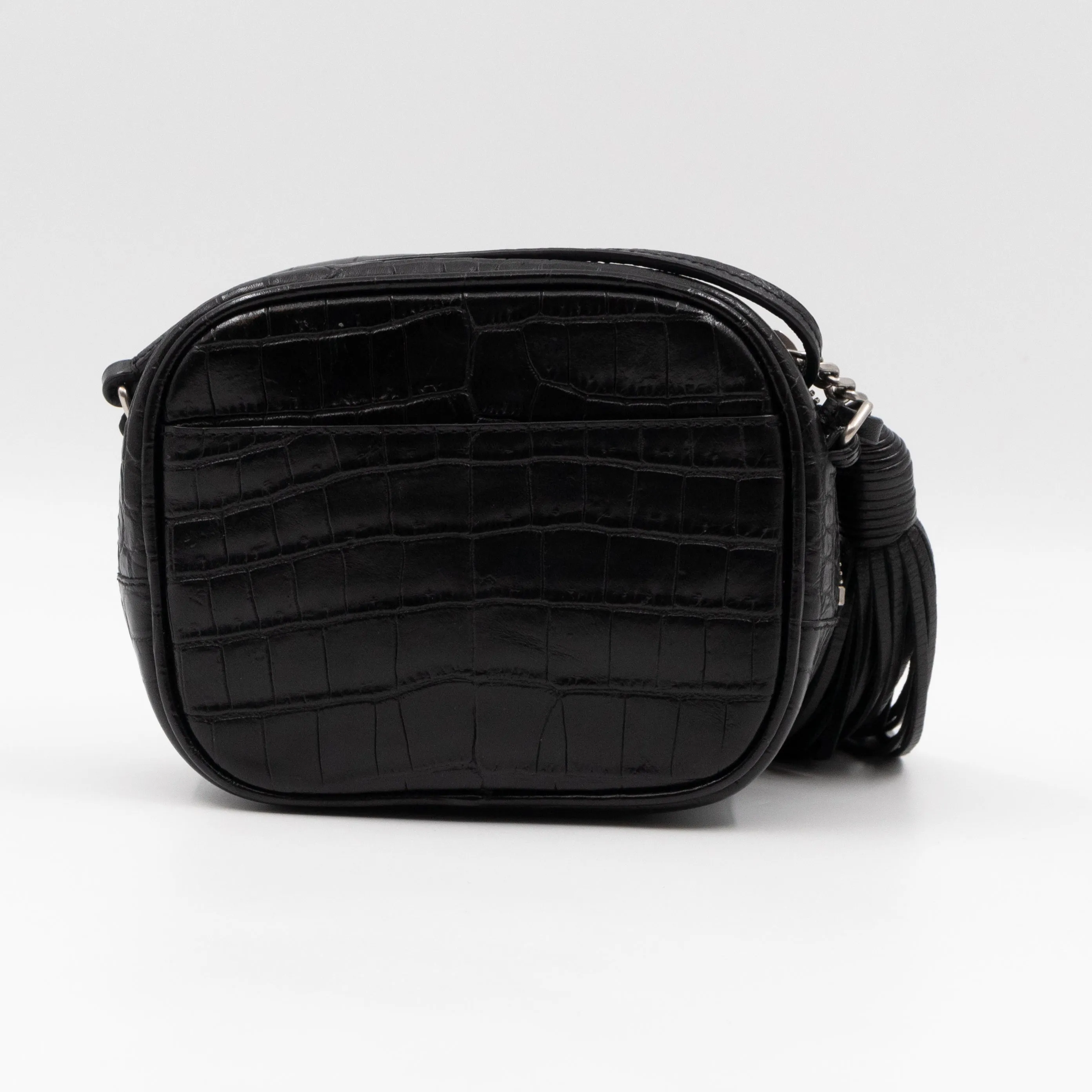 Blogger Bag Croc Embossed Black Leather