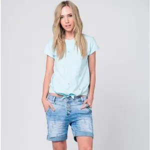 Blue T-Shirt With Strass Details