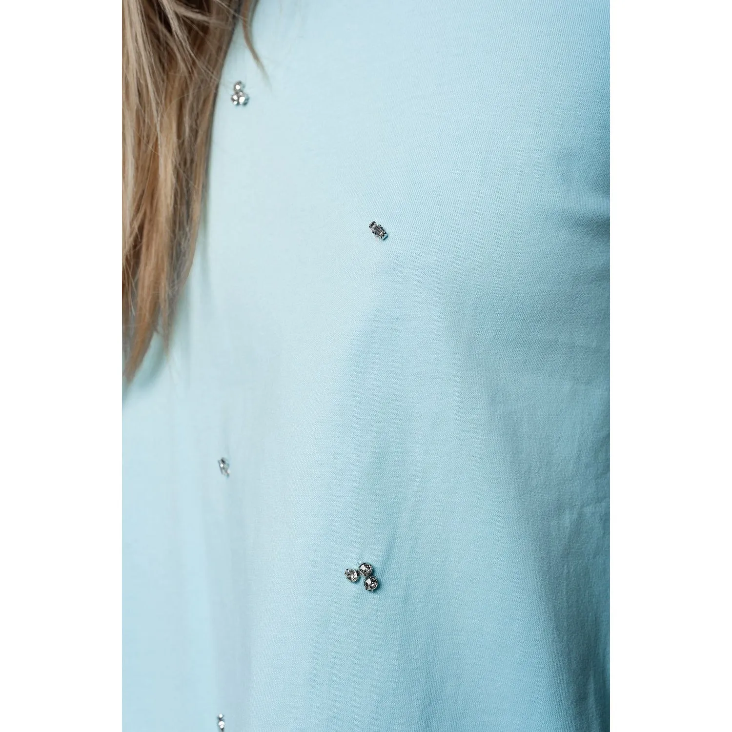 Blue T-Shirt With Strass Details