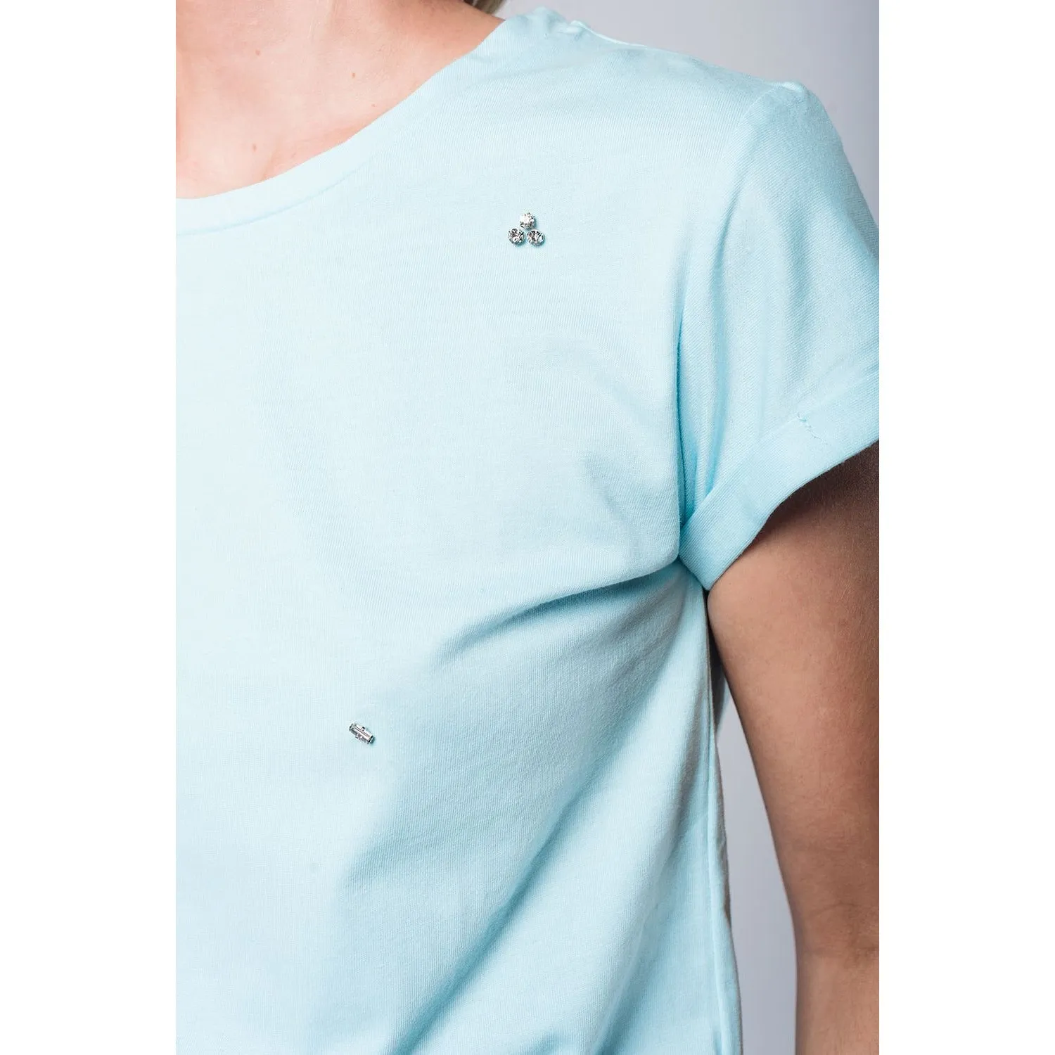Blue T-Shirt With Strass Details