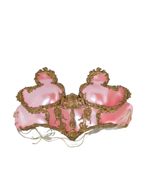 Blush Pink and Gold Venetian Style Bralette with Cherubs and Elegant Details