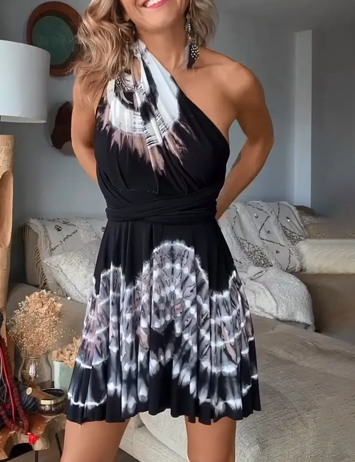 Boho Abstract Printing Multi-way Dress