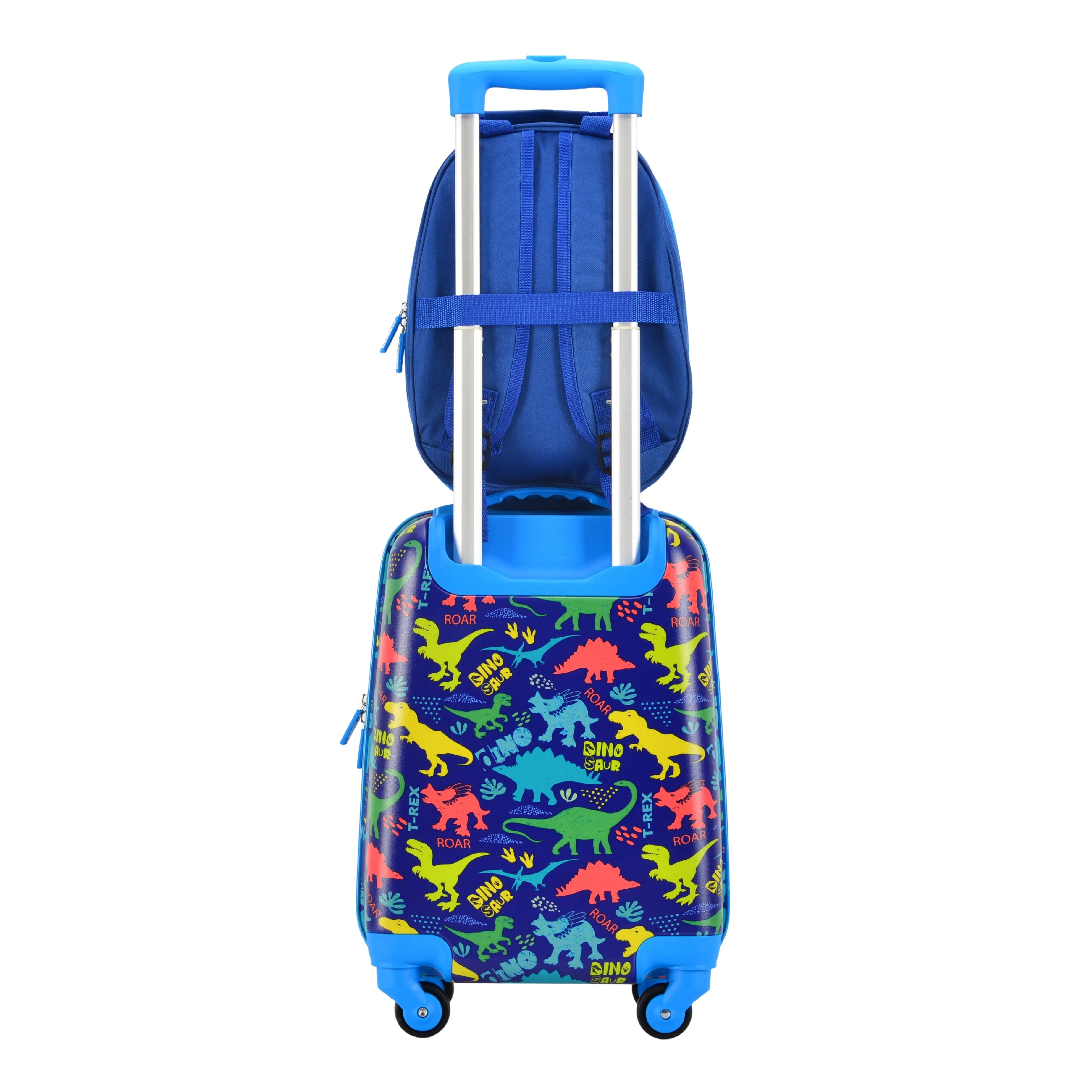 BONTOUR 2 pcs kids' luggage set, backpack   trolley, scratch-resistant (Dinosaur A)