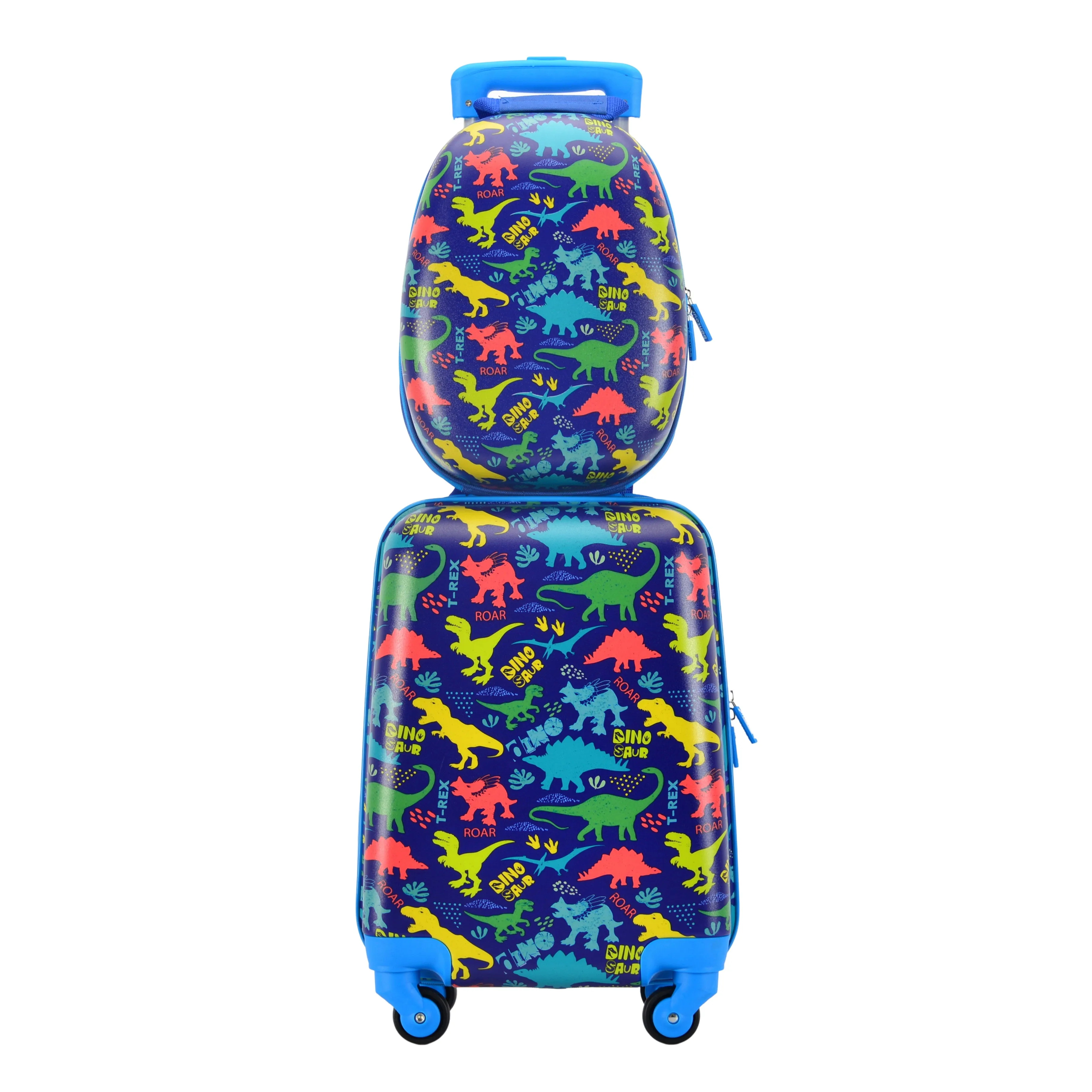 BONTOUR 2 pcs kids' luggage set, backpack   trolley, scratch-resistant (Dinosaur A)