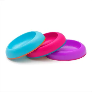 Boon Dish  3 pack Edgeless Stayput Bowl 3 pack for Girls (Blue/Purple/Pink)