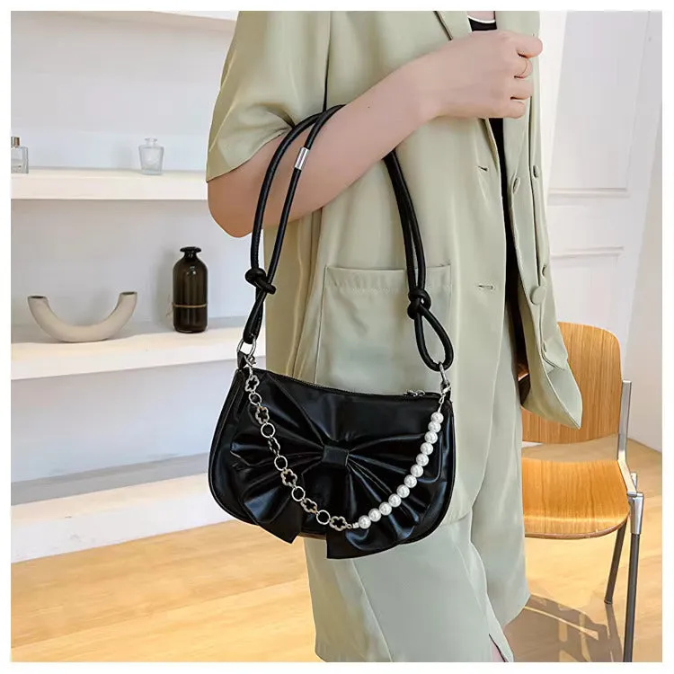 Bow Pearl Chain Shoulder Bags