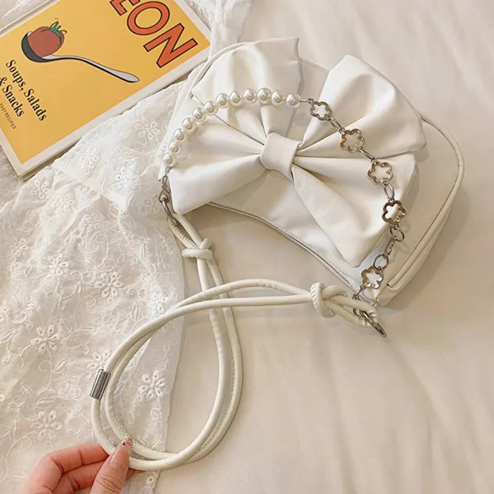 Bow Pearl Chain Shoulder Bags
