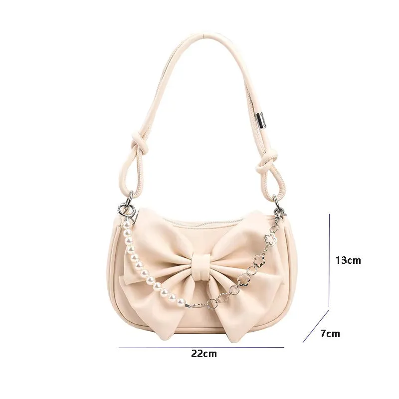 Bow Pearl Chain Shoulder Bags