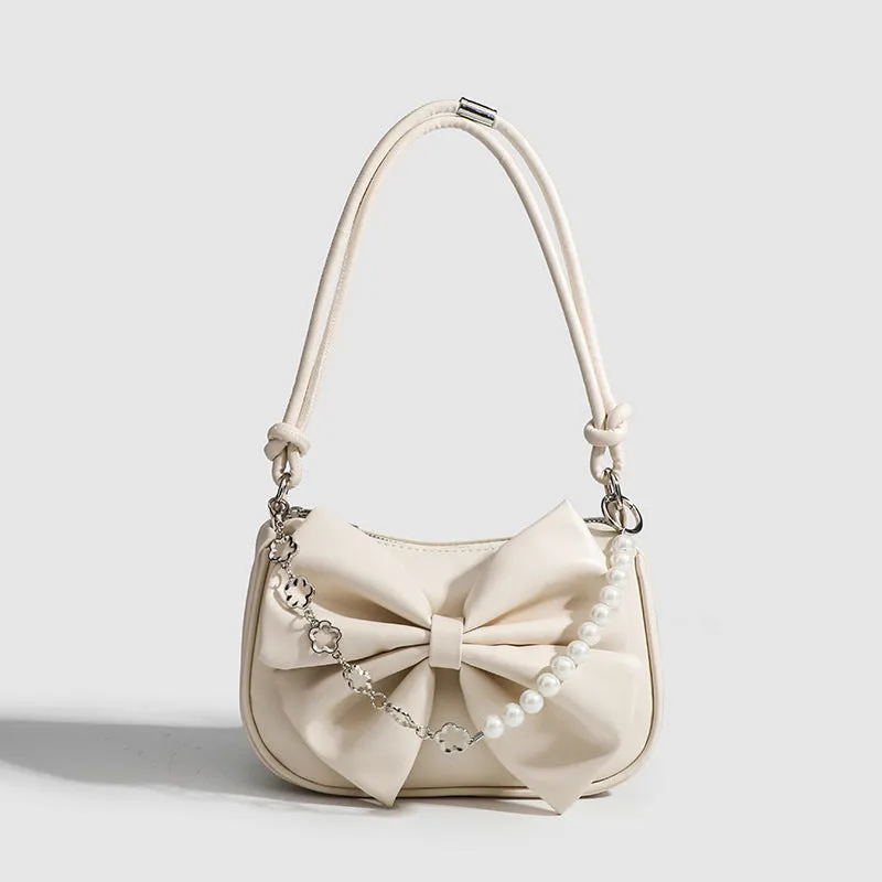 Bow Pearl Chain Shoulder Bags