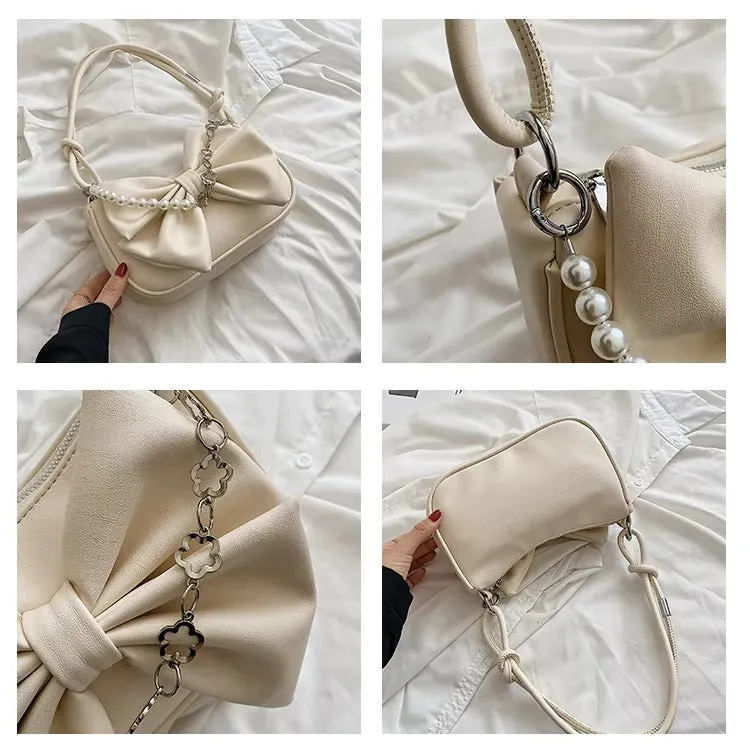 Bow Pearl Chain Shoulder Bags