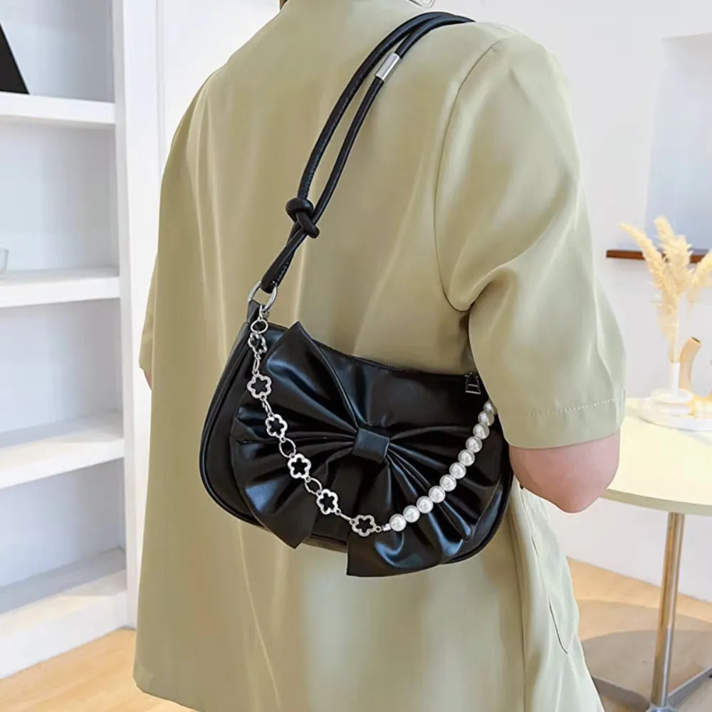 Bow Pearl Chain Shoulder Bags