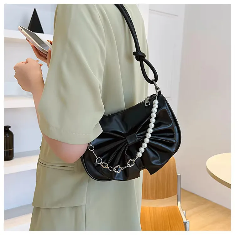 Bow Pearl Chain Shoulder Bags