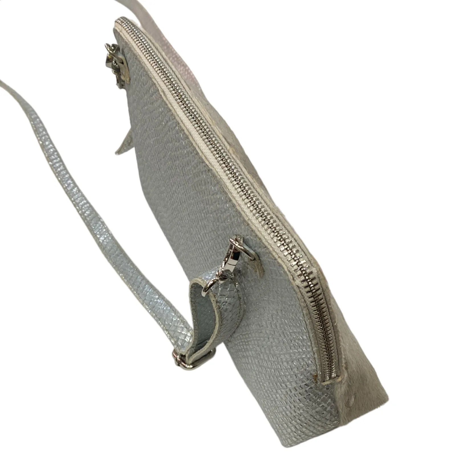 Box XL. Off-white and silver vintage calf-hair leather messenger bag
