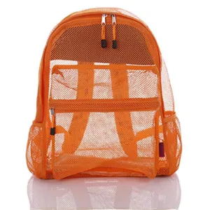 Bravo! Mesh Transparent See Through Backpack - Orange
