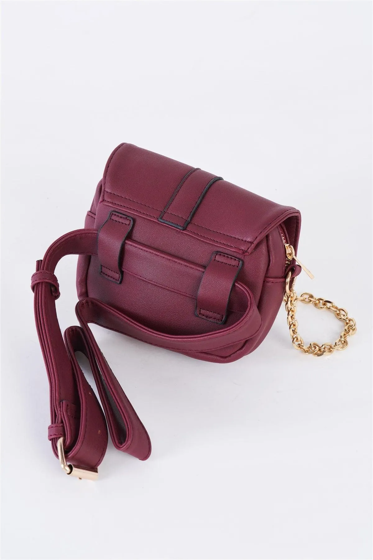 Burgundy Faux Leather Mini Square Belt Bag /1 Bag