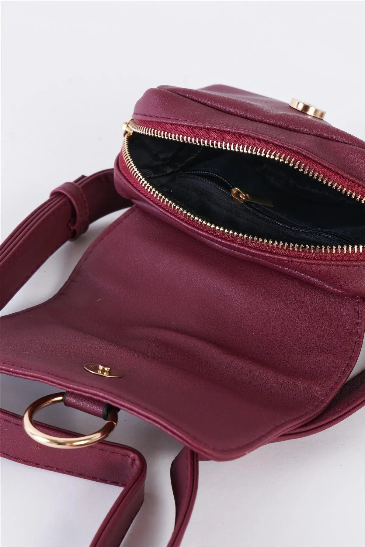 Burgundy Faux Leather Mini Square Belt Bag /1 Bag