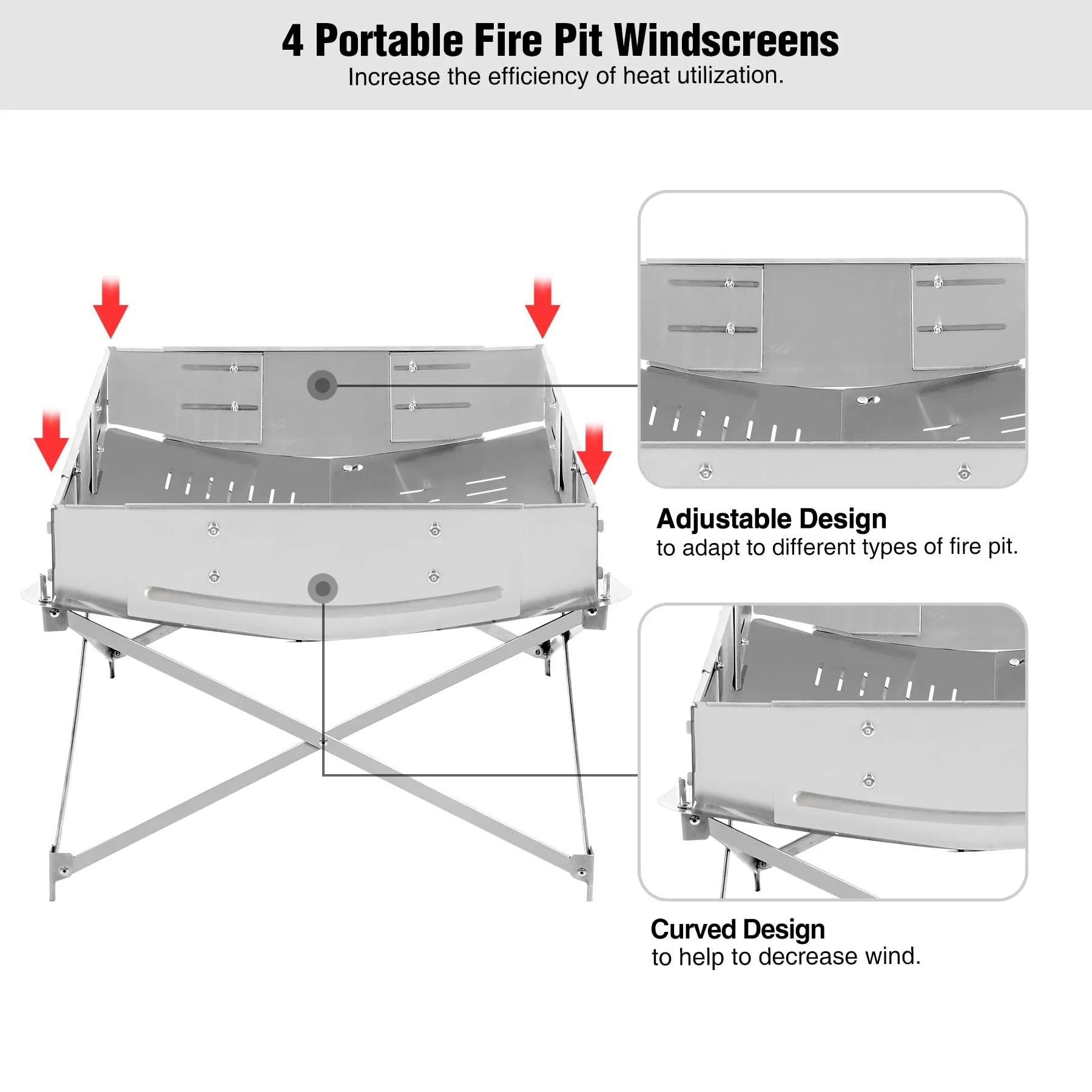 Camp Travel Firepits with 4 Wind Shields