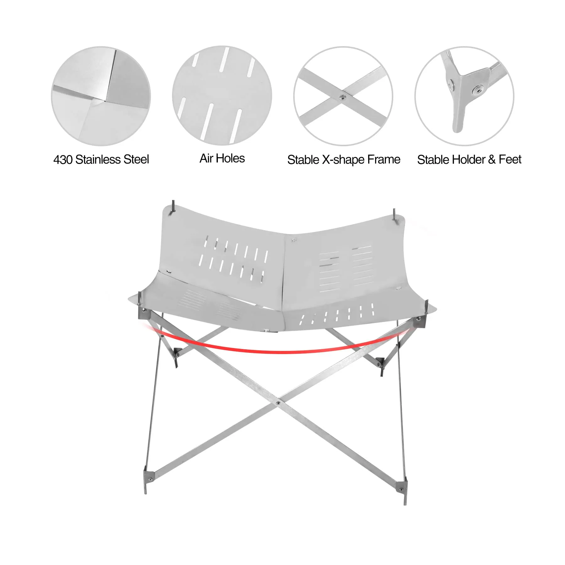 Camp Travel Firepits with 4 Wind Shields