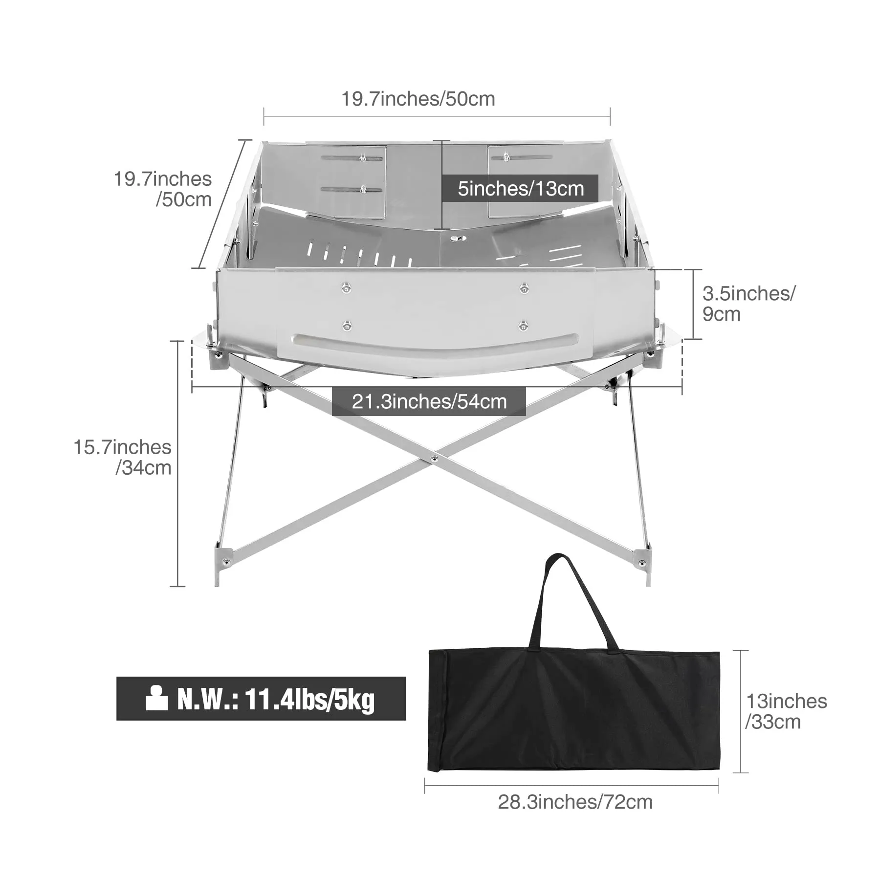 Camp Travel Firepits with 4 Wind Shields