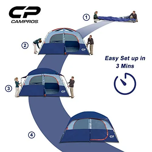 CAMPROS CP Tent-6-Person-Camping-Tent, Waterproof, Windproof