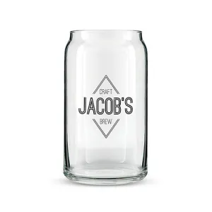 Can Shaped Glass Personalized - Diamond Emblem Printing White