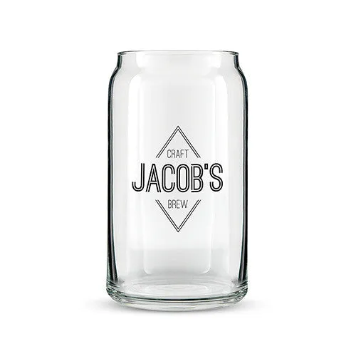 Can Shaped Glass Personalized - Diamond Emblem Printing White