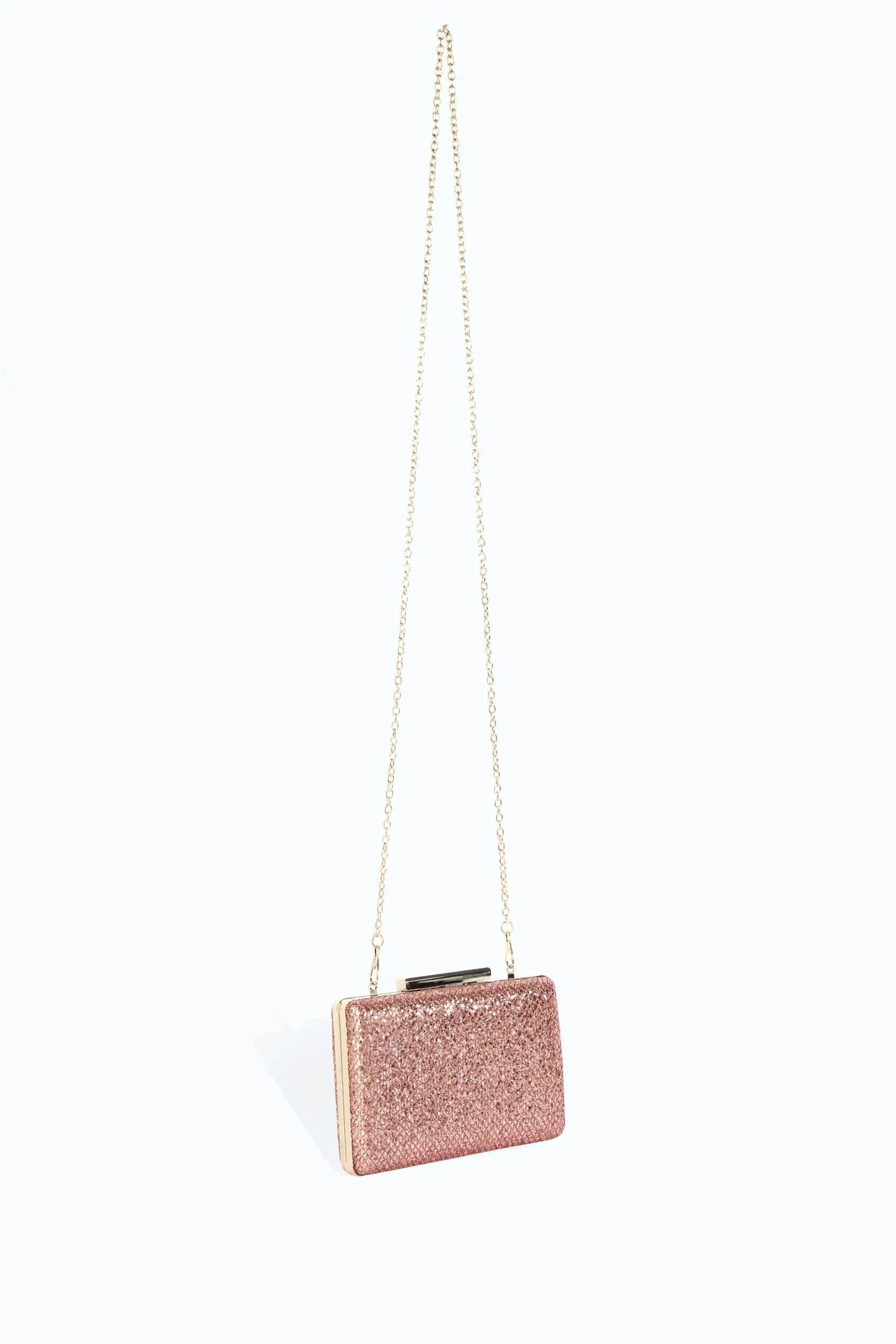Champagne Glitter Gold Fastening Clutch Bag