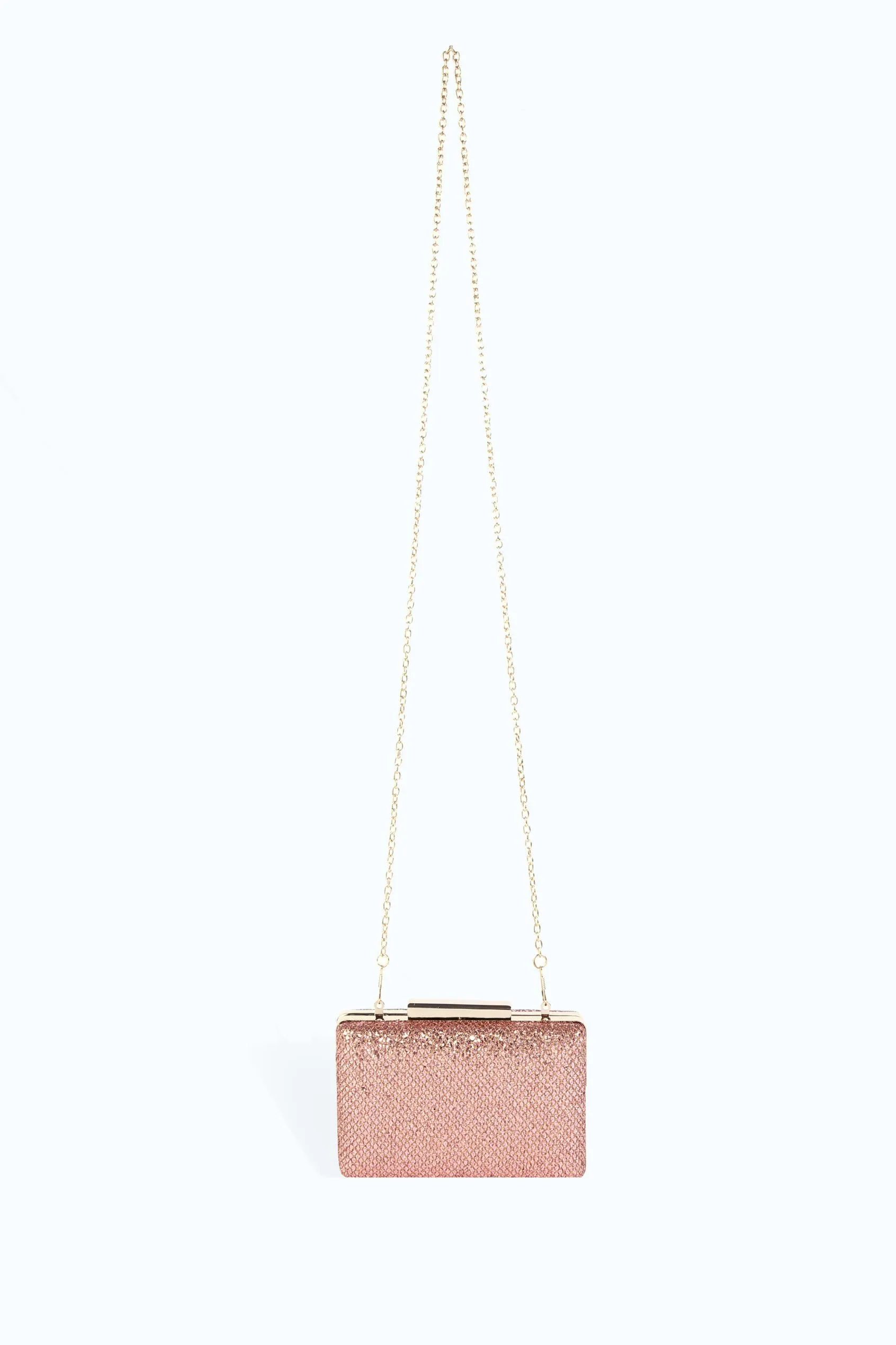 Champagne Glitter Gold Fastening Clutch Bag