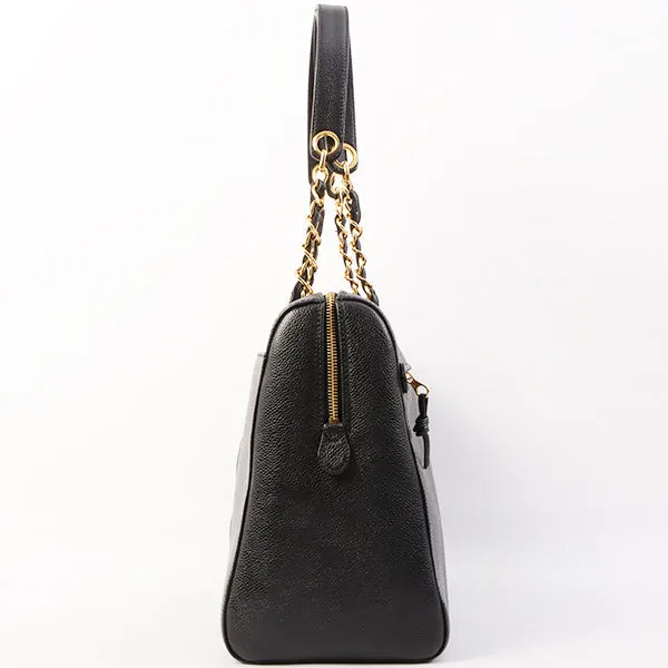Chanel Around 1998 Made Caviar Skin Cc Mark Stitch Chain Tote Bag Black