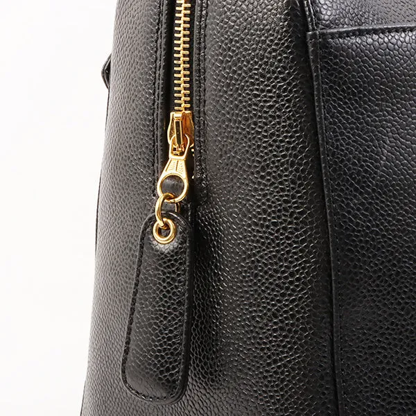 Chanel Around 1998 Made Caviar Skin Cc Mark Stitch Chain Tote Bag Black