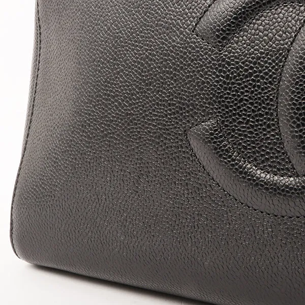 Chanel Around 1998 Made Caviar Skin Cc Mark Stitch Chain Tote Bag Black