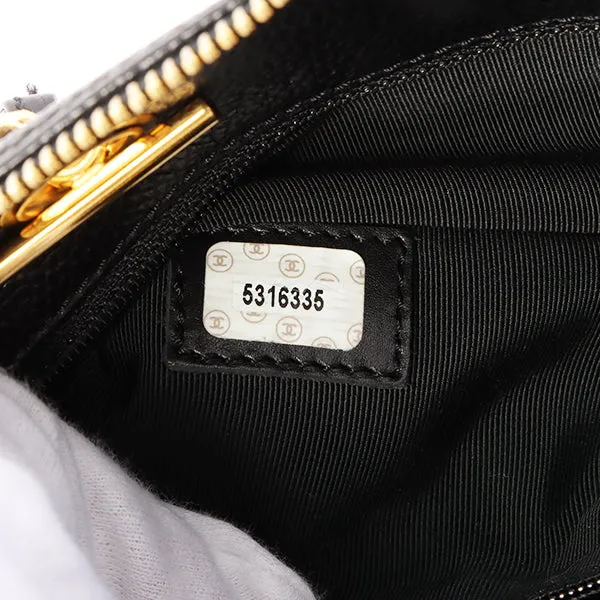 Chanel Around 1998 Made Caviar Skin Cc Mark Stitch Chain Tote Bag Black