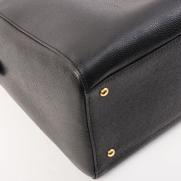 Chanel Around 1998 Made Caviar Skin Cc Mark Stitch Chain Tote Bag Black