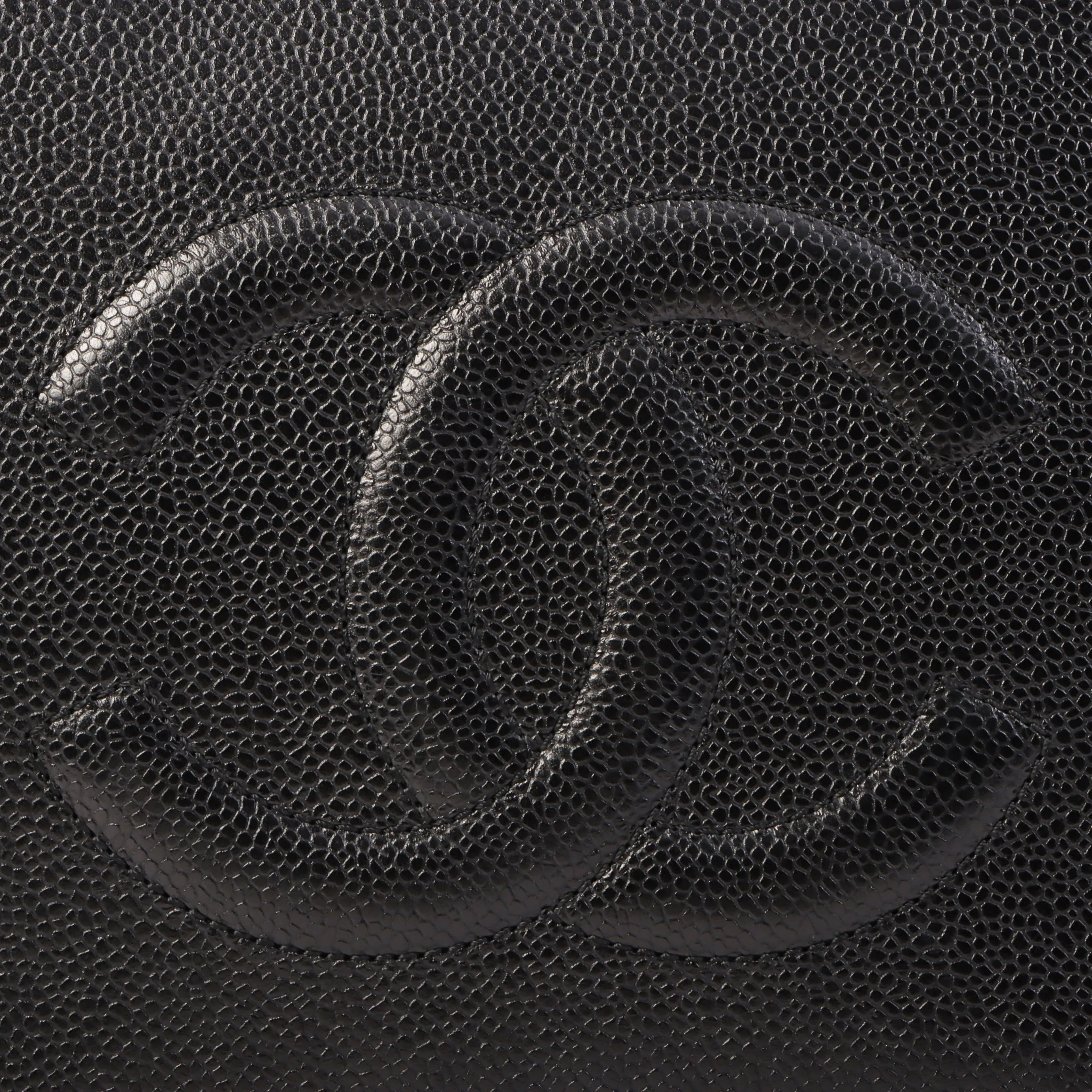 Chanel Around 1998 Made Caviar Skin Cc Mark Stitch Chain Tote Bag Black