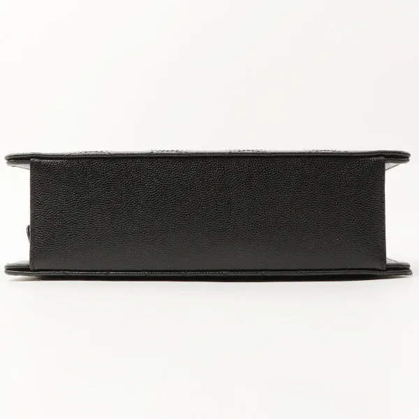 Chanel Around 1998 Made Caviar Skin Turn-Lock Chain Top Handle Bag Black