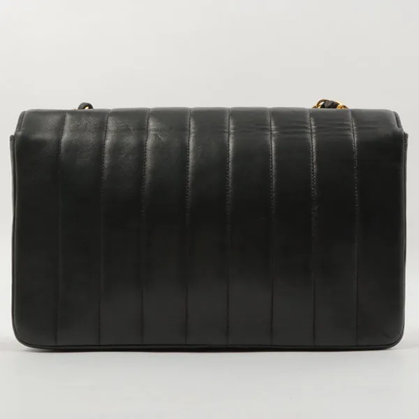 Chanel Around 1998 Made Mademoiselle Stitch Turn-Lock Chain Bag Black