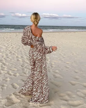 Chic Zebra Print Casual Two-Piece Set