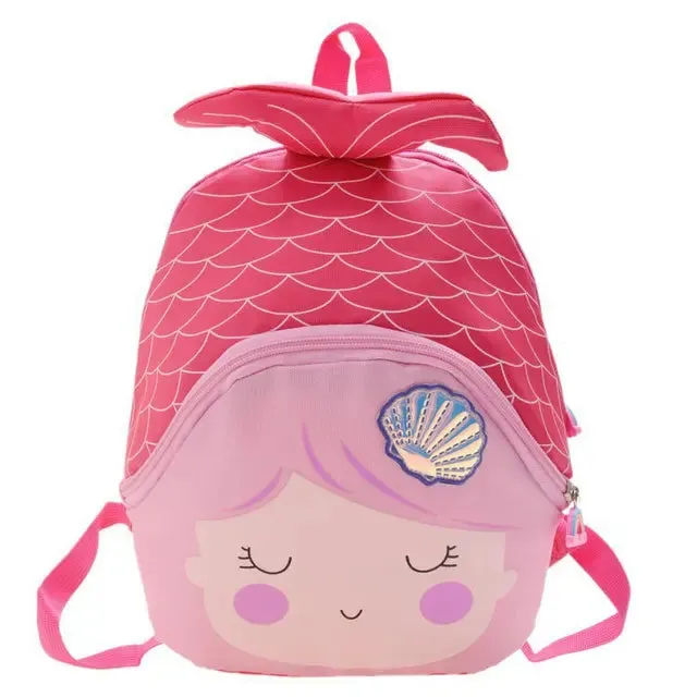 Children's Zipper Has Compartments School Bag Kindergarten Cartoon Cute Mermaid Backpack Purse Girls Bag Kindergarten Baby Bag
