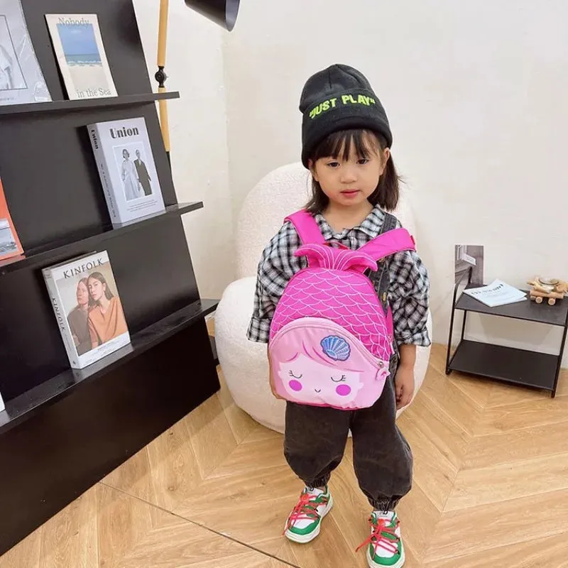 Children's Zipper Has Compartments School Bag Kindergarten Cartoon Cute Mermaid Backpack Purse Girls Bag Kindergarten Baby Bag