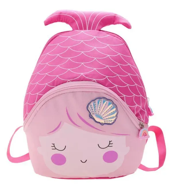 Children's Zipper Has Compartments School Bag Kindergarten Cartoon Cute Mermaid Backpack Purse Girls Bag Kindergarten Baby Bag