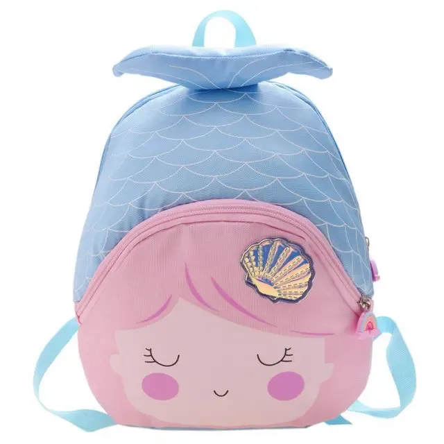 Children's Zipper Has Compartments School Bag Kindergarten Cartoon Cute Mermaid Backpack Purse Girls Bag Kindergarten Baby Bag