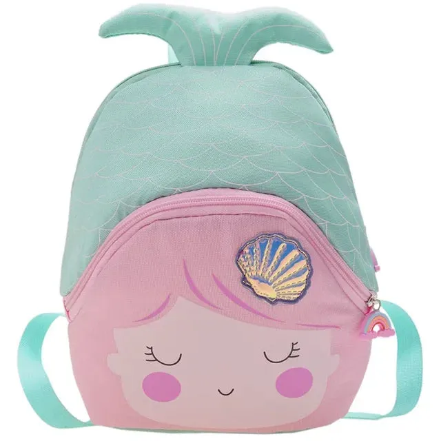 Children's Zipper Has Compartments School Bag Kindergarten Cartoon Cute Mermaid Backpack Purse Girls Bag Kindergarten Baby Bag