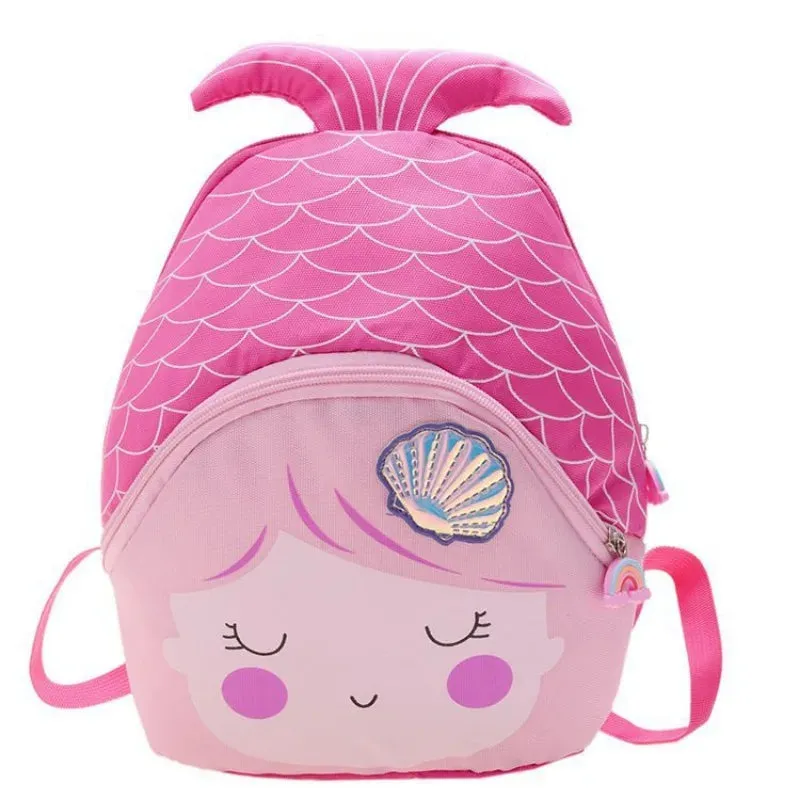 Children's Zipper Has Compartments School Bag Kindergarten Cartoon Cute Mermaid Backpack Purse Girls Bag Kindergarten Baby Bag