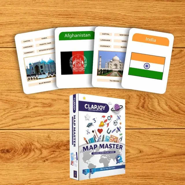 Clapjoy Map Master Flash Cards For Kids Ages 6  Years
