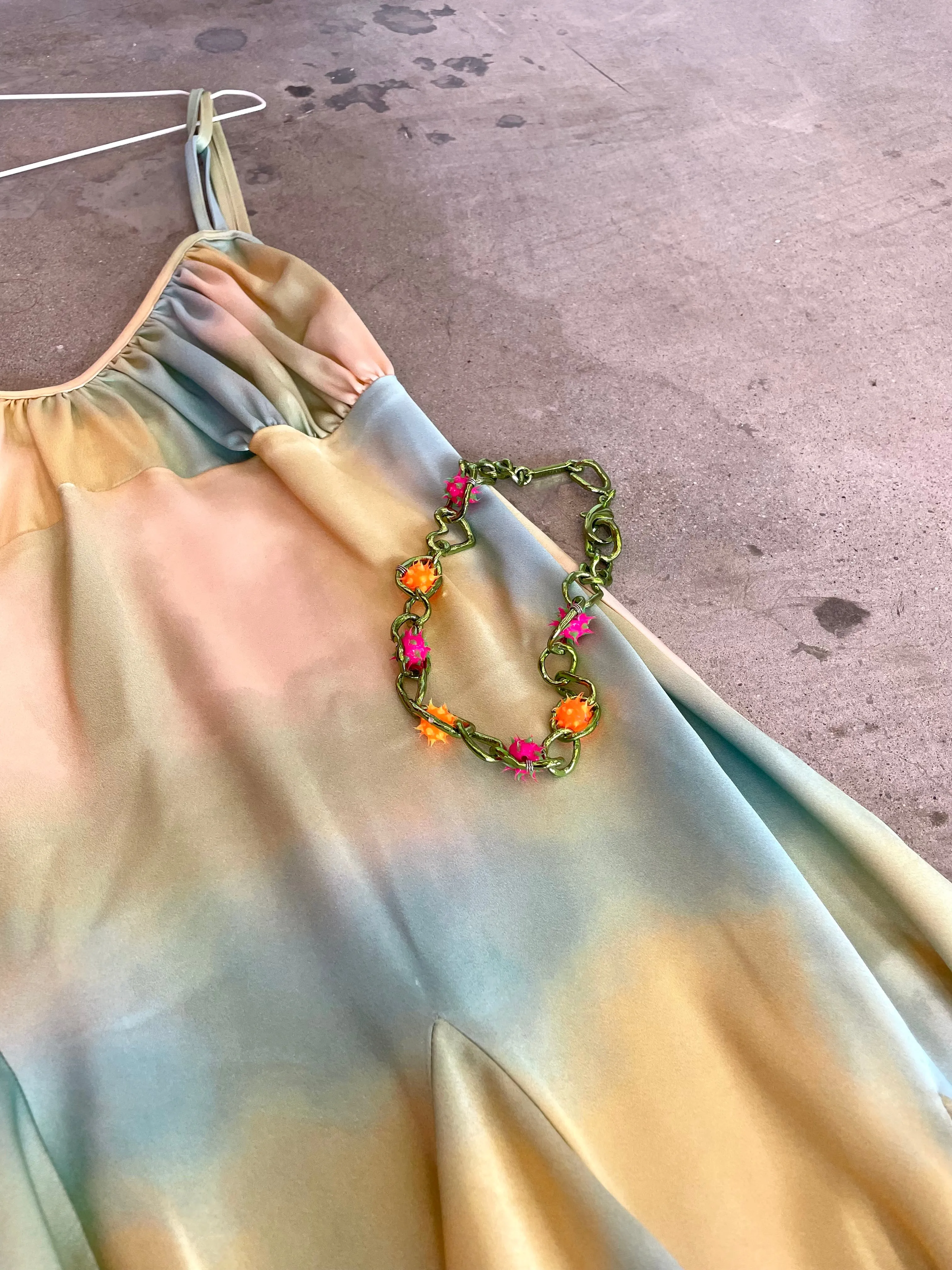 Collina Strada - Spikeez Chain Necklace: Green